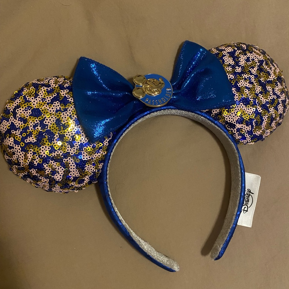Disney Blue and Gold Sequin Passholder ears